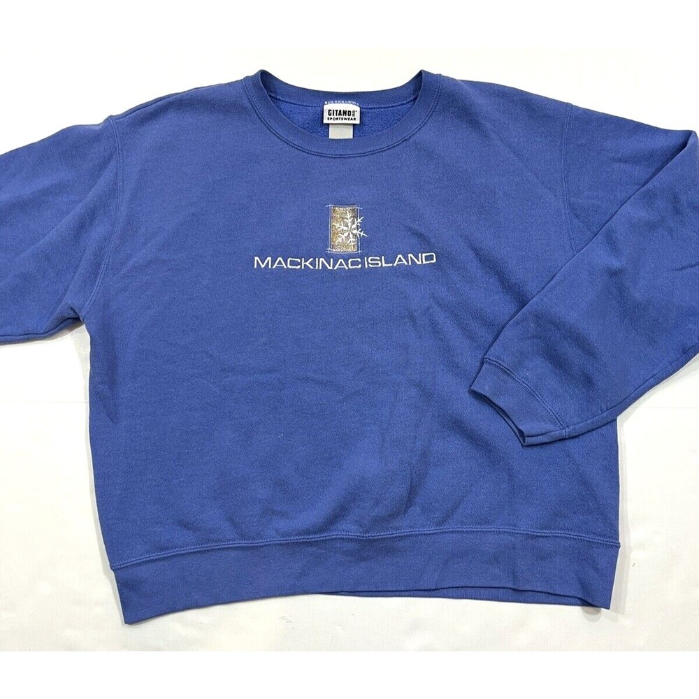 Vintage Gitano Mackinac Island Sweatshirt Embroidered Graphic Crew Neck Pullover